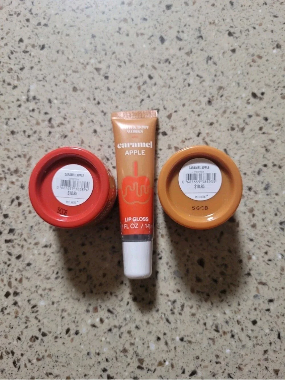Bath & Body Works Caramel Apple Nourishing Lip Mask, Scrub, Lip Gloss Lot Of 3
